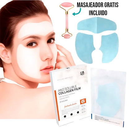 10 Piezas de mascarilla facial de colágeno + Masajeador Facial