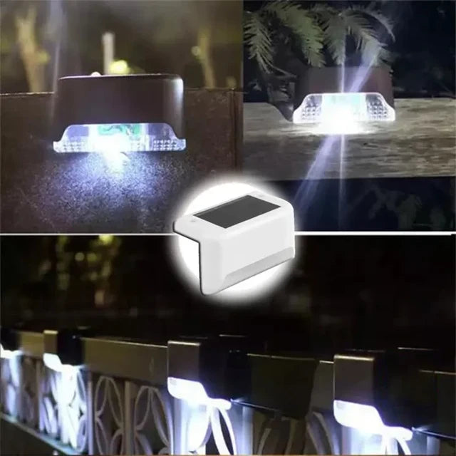 Lámpara solar LED para camino, escalera, exterior, impermeable, luz de pared (4 Unidades +2 Gratis)